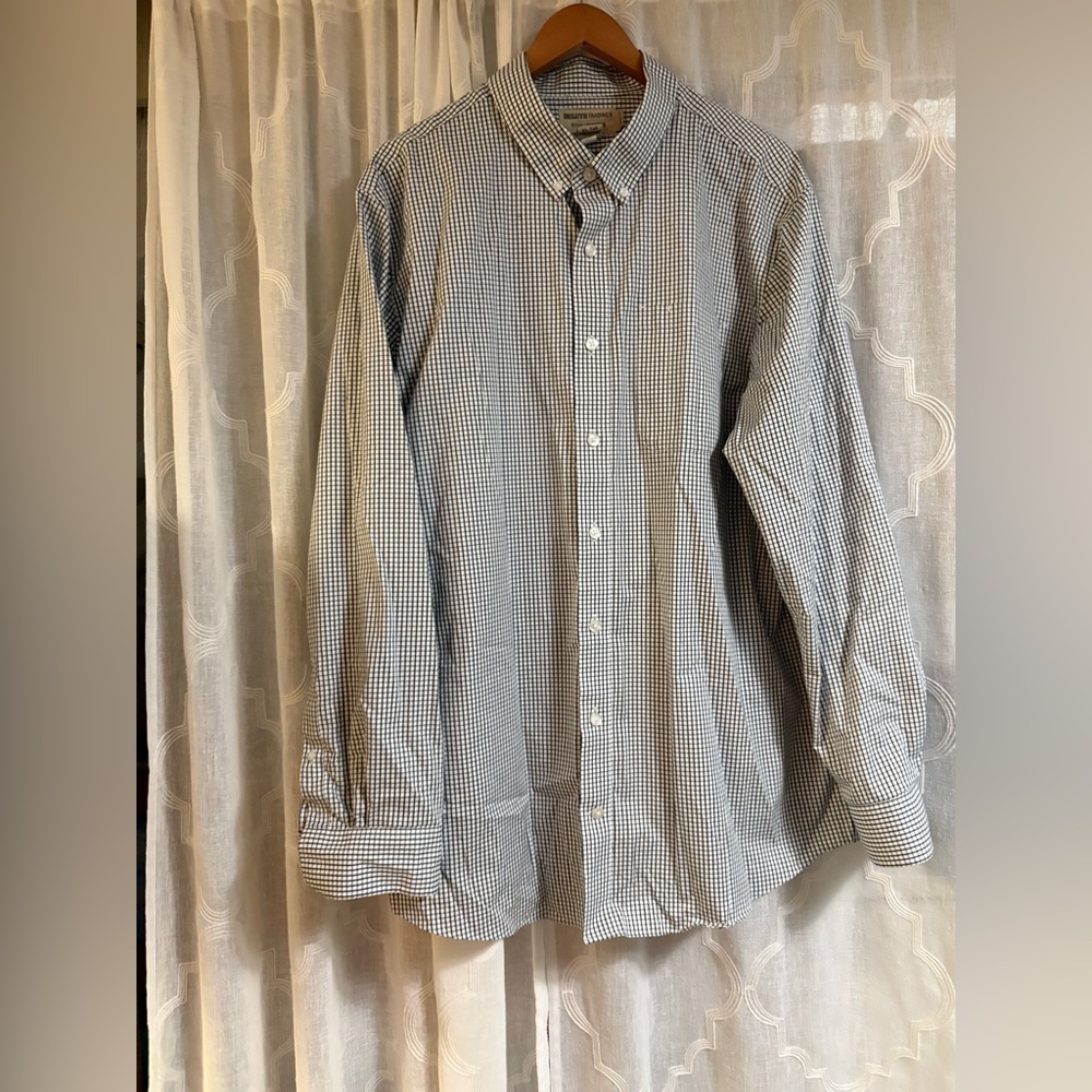 Duluth Trading Co Black and White Checkered Button Down Shirt XL Tall